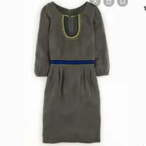Boden Gray Embroidered Dress